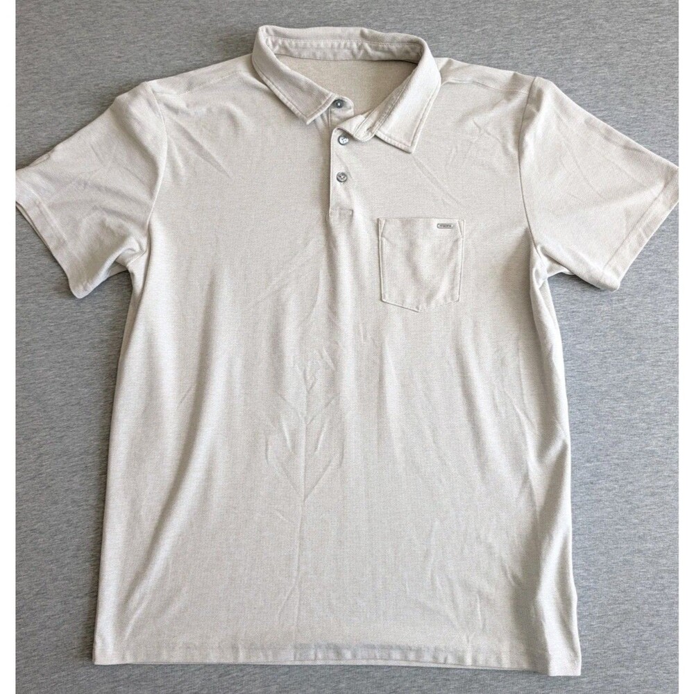 Vuori Ace Performance Polo Shirt Men’s L Cream Wicking Stretch Comfort V164